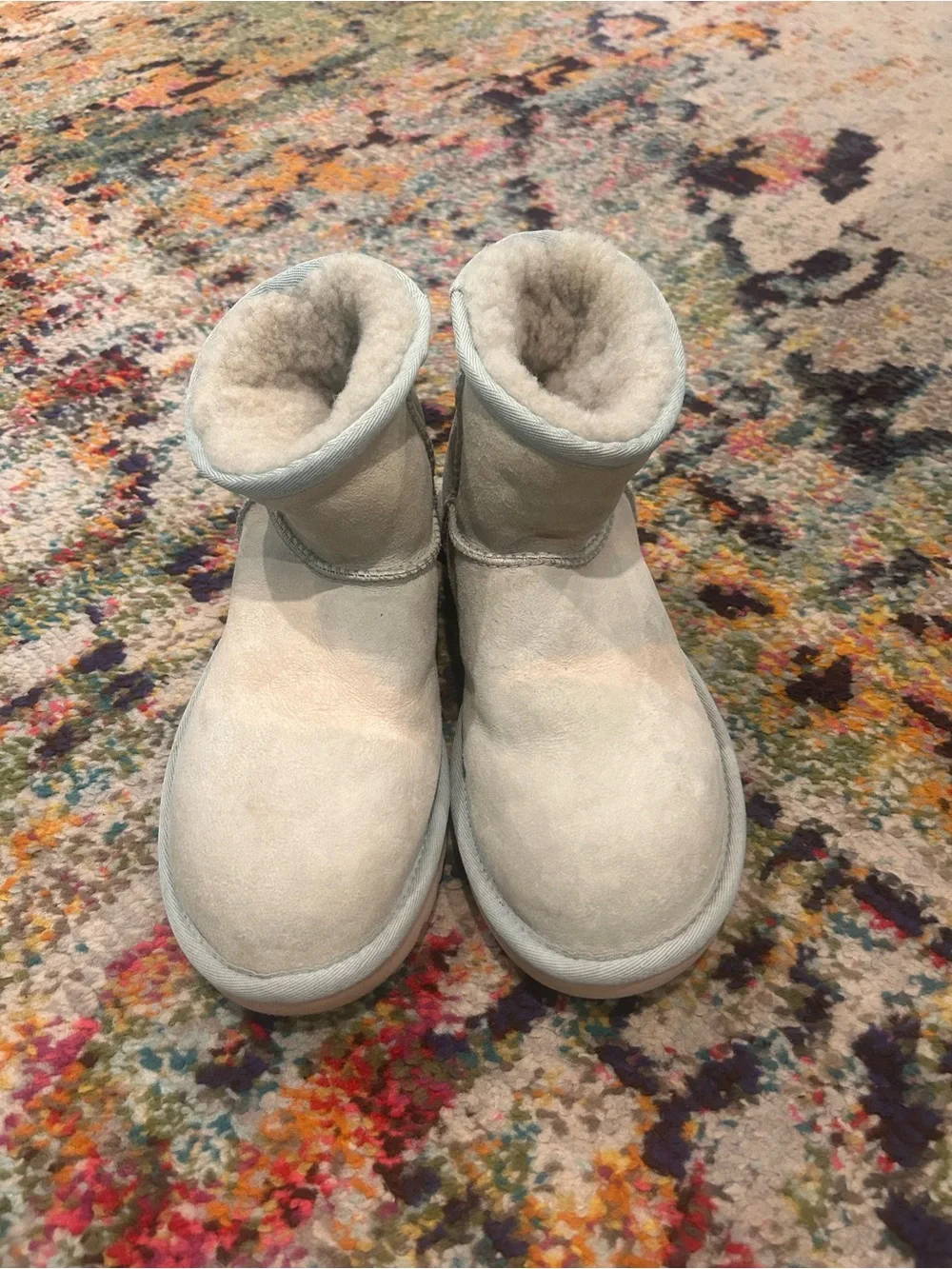 UGG Light Blue Short Suede Shearling Boots